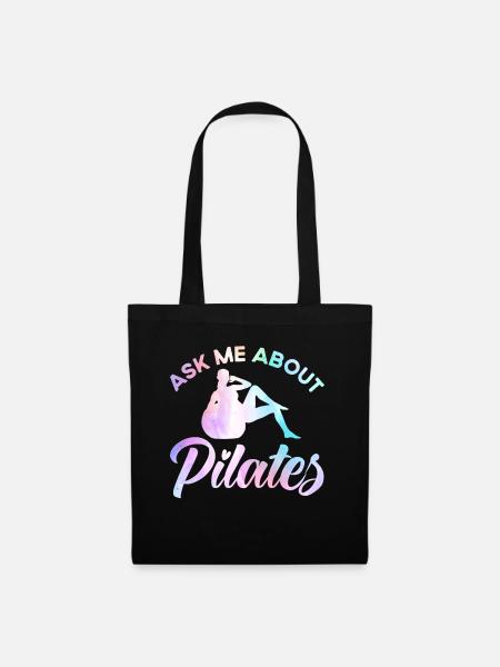 Pilates Frag mich über Pilates Geschenk - Stoffbeutel - Schwarz