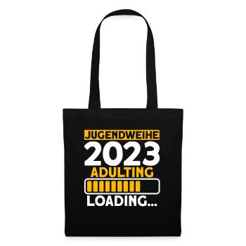 Jugendweihe 2023 Adulting Loading… Geschenk - Stoffbeutel - Schwarz - Vorne