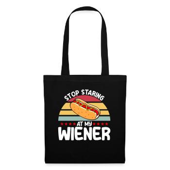 Stop staring at my sausage Hot Dog Geschen - Tote Bag - black - Front