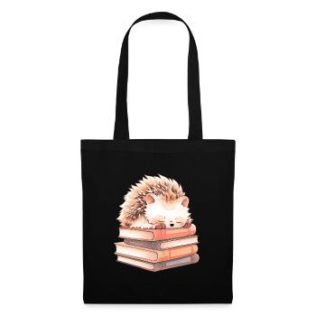 Un hérisson mignon dort sur des livres - Sac en tissu - noir - Devant