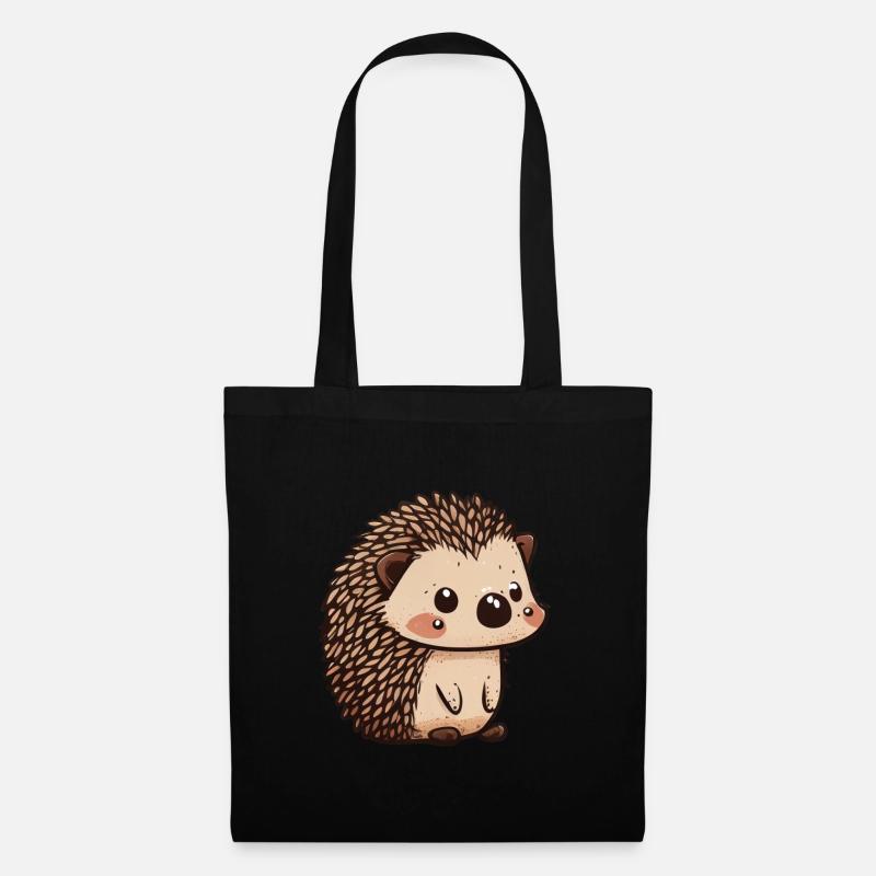 Süßer Vintage Igel - Stoffbeutel - Schwarz