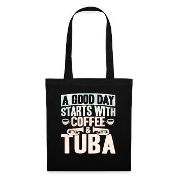 Tuba Kaffee und Tuba Geschenk - Stoffbeutel - Schwarz - Vorne