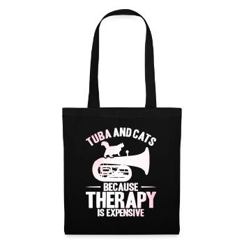 Tuba Tuba und Katzen Geschenk - Stoffbeutel - Schwarz - Vorne