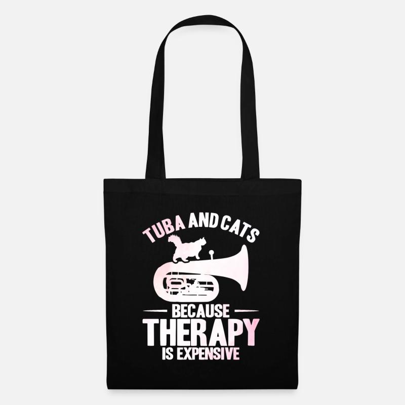 Tuba Tuba und Katzen Geschenk - Stoffbeutel - Schwarz