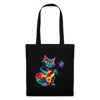 Cat joue de la guitare - Sac en tissu - noir - Devant