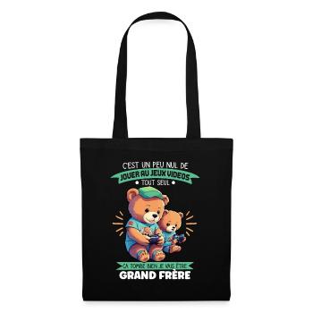 Futur Grand Frère Gamer Annonce Grossesse Drôle - Sac en tissu - noir - Devant