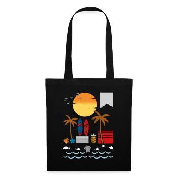 Summer Palm Tree Surf Hello Summer Hawaii - Tote Bag - black - Front