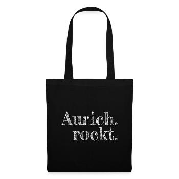 Aurich rockt - Textdesign mit Stadtnamen - Stoffbeutel - Schwarz - Vorne
