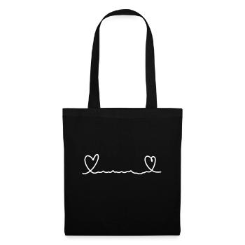 Ligne de cœur à deux cœurs - Sac en tissu - noir - Devant