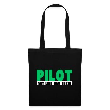 Pilot mit Leib und Seele - Stoffbeutel - Schwarz - Vorne