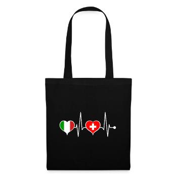 Suisse Italie Drapeau rythme cardiaque - Sac en tissu - noir - Devant