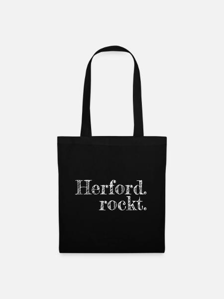 Herford rockt - Textdesign mit Stadtnamen - Stoffbeutel - Schwarz
