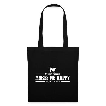 Great Pyrenees makes me happy saying dog Wilsigns - Tote Bag - black - Front
