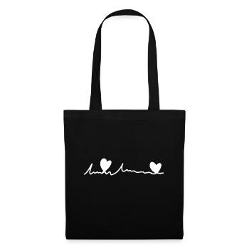 coeur de texte de police de ligne - Sac en tissu - noir - Devant