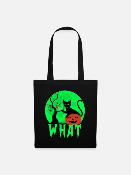 What Cat With Knife,Scary Cat With Knife Halloween - Tote Bag - black