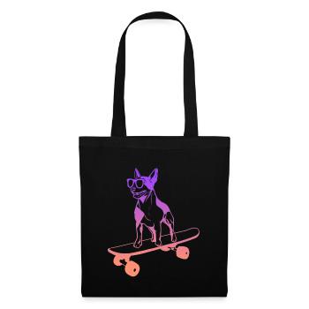 Skateboarding Bull Terrier Skateboard Skater - Sac en tissu - noir - Devant