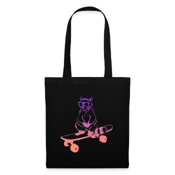 Skateboard Raccoon Skater Skateboarding - Tote Bag - black - Front