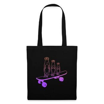 Skateboard Meerkat Skater Skateboarding - Sac en tissu - noir - Devant