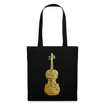 Bratsche, Viola (Vintage Goldgelb) - Stoffbeutel - Schwarz - Vorne