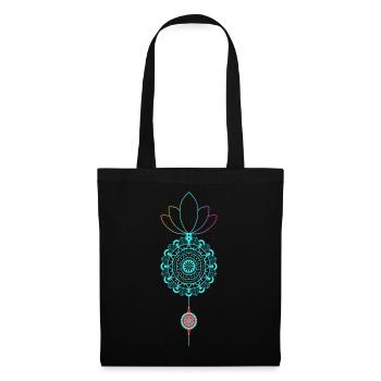 Mandala-Lotus Farbspiel - Stoffbeutel - Schwarz - Vorne