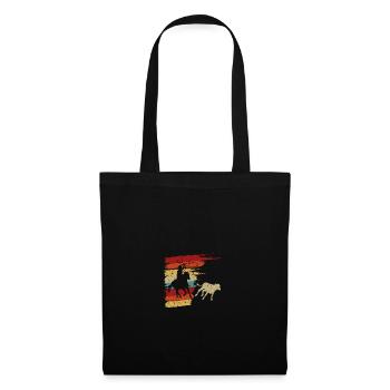 Calf Roping Rodeo Cowboy, Retro Breakaway Roping - Stoffbeutel - Schwarz - Vorne