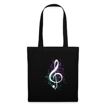Clé de violon colorée Musiques musicales - Sac en tissu - noir - Devant