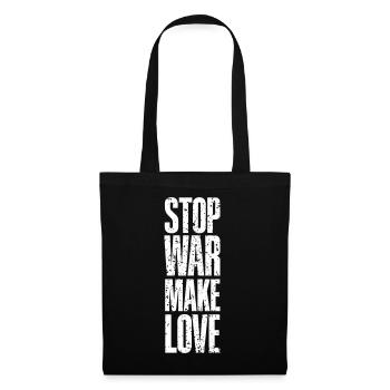 Arrêtez la guerre, faites l’amour - blanc - Sac en tissu - noir - Devant