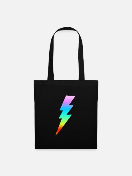 Bunter Blitz Regenbogen Farben Retro Geschenk Frau - Stoffbeutel - Schwarz