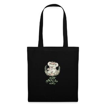 Best Mom Ever Koala Embrace Floral Wreath - Stoffbeutel - Schwarz - Vorne
