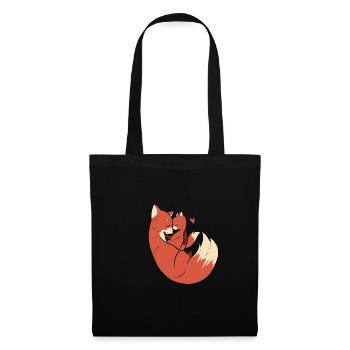 Fox Cuddle ami ou petite amie cadeau - Sac en tissu - noir - Devant