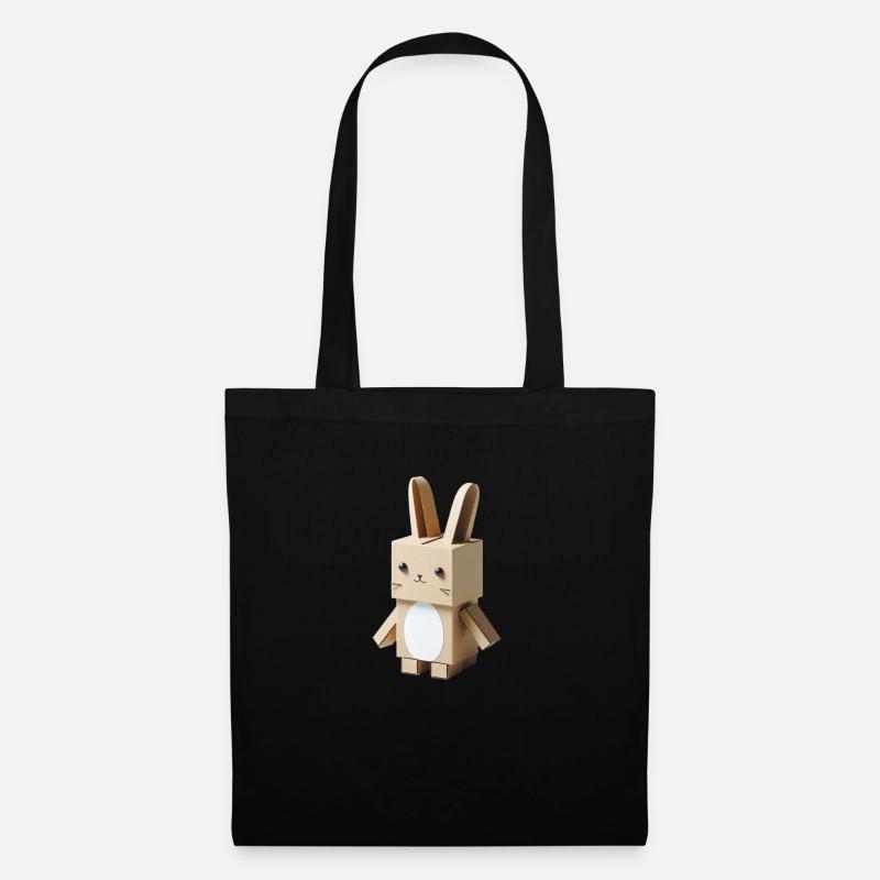 Papier-Hase - Stoffbeutel - Schwarz