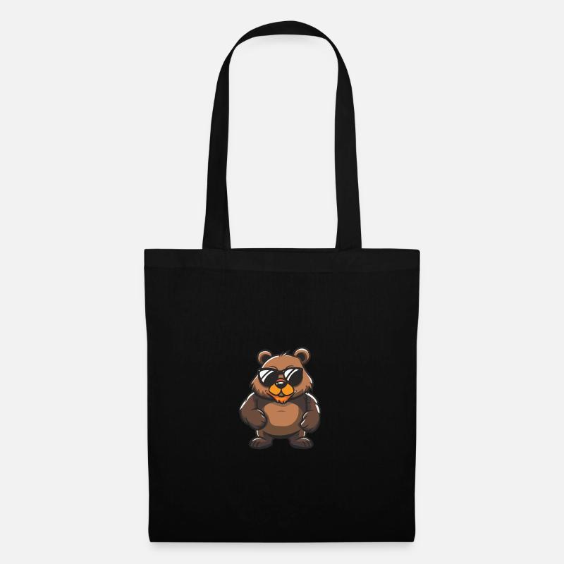Bär Cool Tier - Stoffbeutel - Schwarz