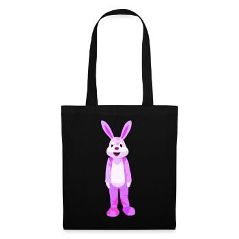 Lila Hase Cartoonfigur Motiv - Stoffbeutel - Schwarz - Vorne