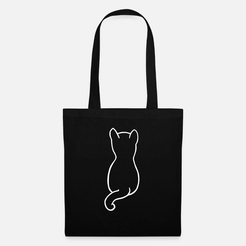 Katze weiss - Stoffbeutel - Schwarz