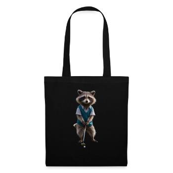 Sport-Waschbär - Stoffbeutel - Schwarz - Vorne