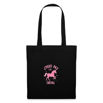 Équitation Humoristique - Cheval Rose - Sac en tissu - noir - Devant