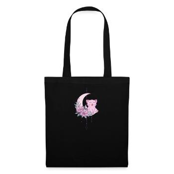 Mystische Katze Mondsichel Wicca Pastel Goth - Stoffbeutel - Schwarz - Vorne