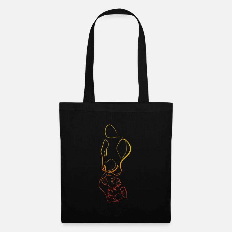 Löwin und Löwen Singlelinework - Stoffbeutel - Schwarz