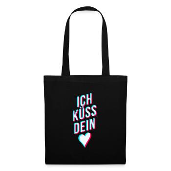 Ich küss Dein ♥ - ich küss dein herz spruch trend - Stoffbeutel - Schwarz - Vorne