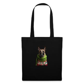 Belgischer Malinois Weihnachten - Stoffbeutel - Schwarz - Vorne