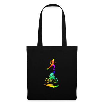 Triathlon Rainbow Colors Polygon Sport - Tote Bag - black - Front