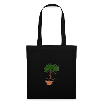 Bonsai Bäumchen Hobby Geschenkidee Entspannung - Stoffbeutel - Schwarz - Vorne