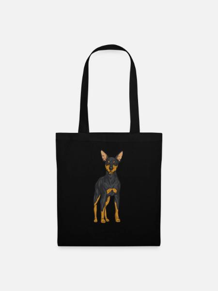 Zwergpinscher Rehpinscher Min Pin Hund - Stoffbeutel - Schwarz