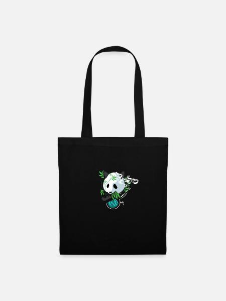 Panda Hippie Stoner Skizzier Geschenk - Stoffbeutel - Schwarz