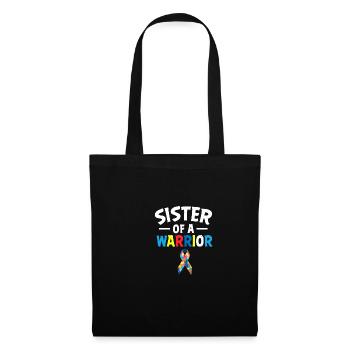 Sister of a warrior funny quote autism - Tote Bag - black - Front