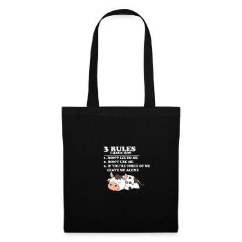 J’ai 3 règles Je ne mens pas à la vache Weihn - Sac en tissu - noir - Devant