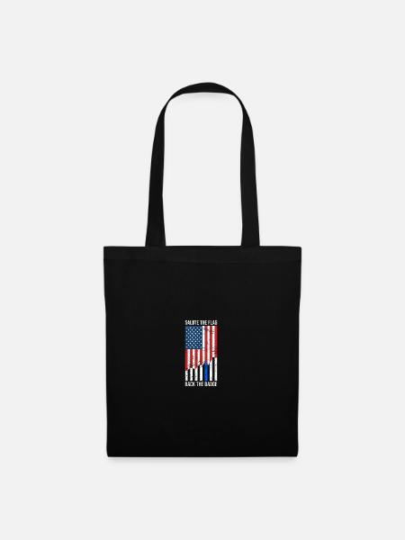 Salute The Flag Back The Badge Flag Law - Stoffbeutel - Schwarz