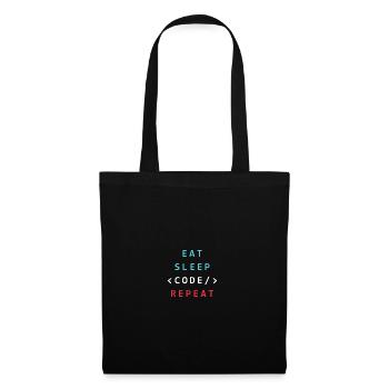 Coding IT Geek - Eat Sleep Code Repeat Programming - Stoffbeutel - Schwarz - Vorne