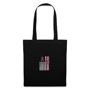 Pink Ribbon Breast Cancer American Flag - Stoffbeutel - Schwarz - Vorne