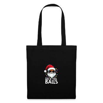 Basketball Im Weihnachtsmannkostüm "Deck The Balls - Stoffbeutel - Schwarz - Vorne